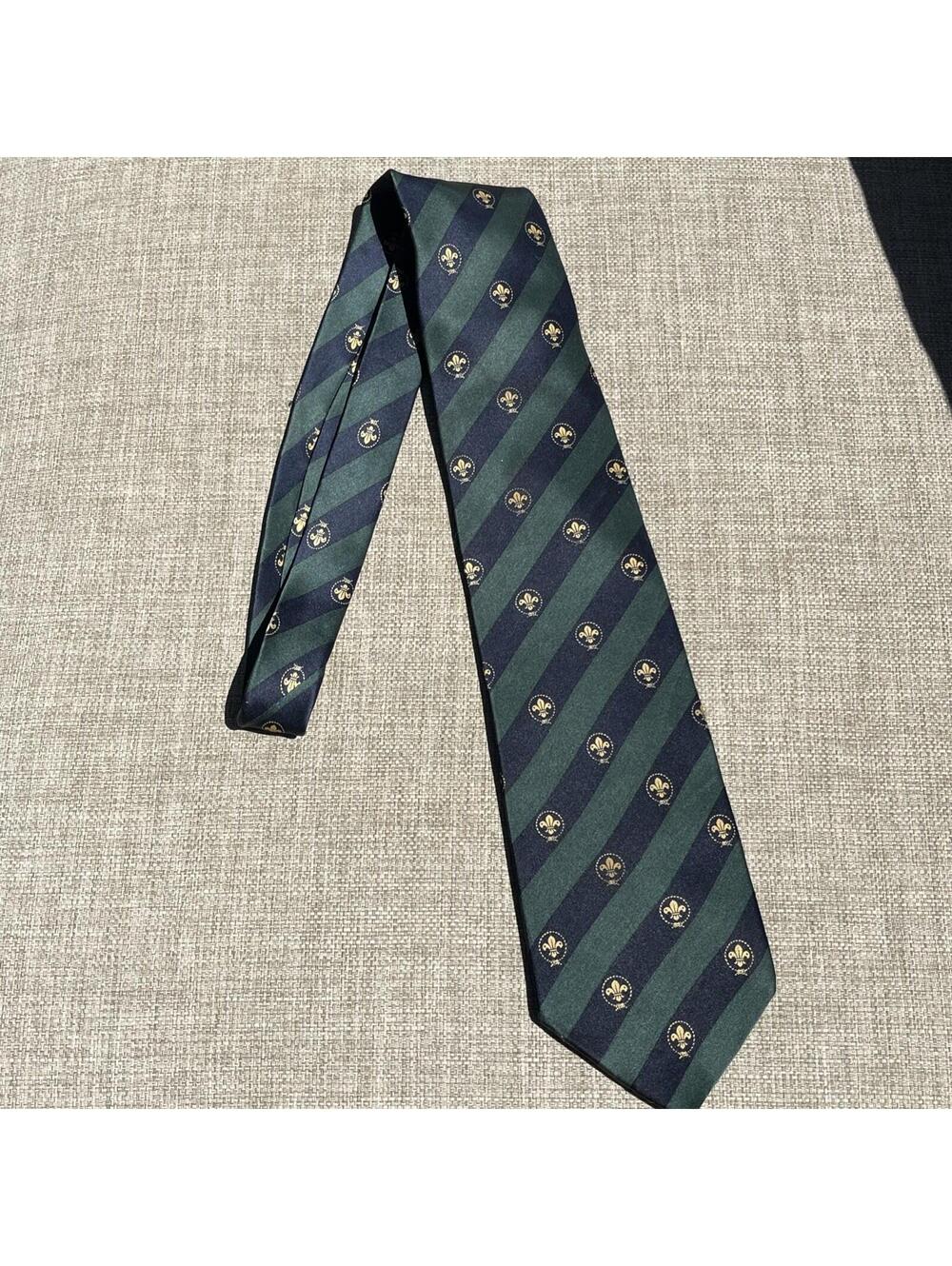 World Scout Collection 100% Silk Blue Green Gold Necktie